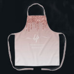 Monogram Roos Gold Metallic Glitter Professional Schort<br><div class="desc">Monogram Roos Gold Metallic Glitter Professional Apron</div>