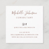 Monogram Roos Gold Palm Leaf Brushed Metal Vierkante Visitekaartje (Achterkant)