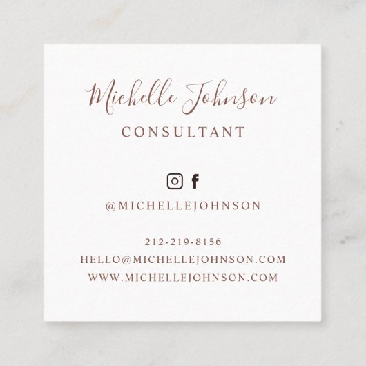 Monogram Roos Gold Palm Leaf Brushed Metal Vierkante Visitekaartje (Achterkant)