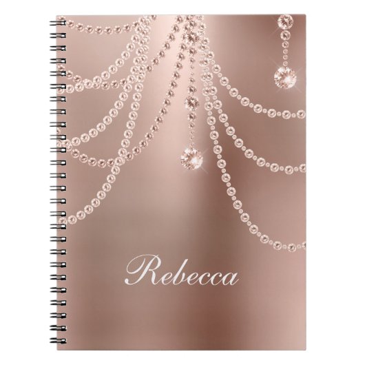 Monogram Roos Gold Pearls Diamonds Bling Glam Notitieboek (Voorkant)