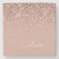 Monogram Roos Gold Pink Black Glitter Script