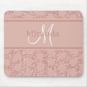 Monogram Roos Gold Pink Glitter Girly Polka Dot. Muismat (Voorkant)