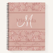 Monogram Roos Gold Pink Glitter Girly Polka Dot. Notitieboek (Voorkant)