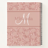 Monogram Roos Gold Pink Glitter Girly Polka Dot. Notitieboek (Achterkant)
