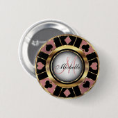 Monogram Roos Gold Poker Chip Casino Design Ronde Button 5,7 Cm (Voorkant /achterkant)