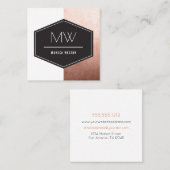 Monogram Roos Gold Vierkante Visitekaartje (Voorkant / Achterkant)