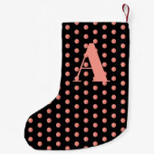 Monogram Roos Gold Waterverf zwarte pooldots Kleine Kerstsok (Achterkant)