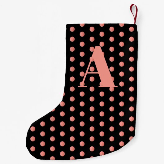 Monogram Roos Gold Waterverf zwarte pooldots Kleine Kerstsok (Achterkant)