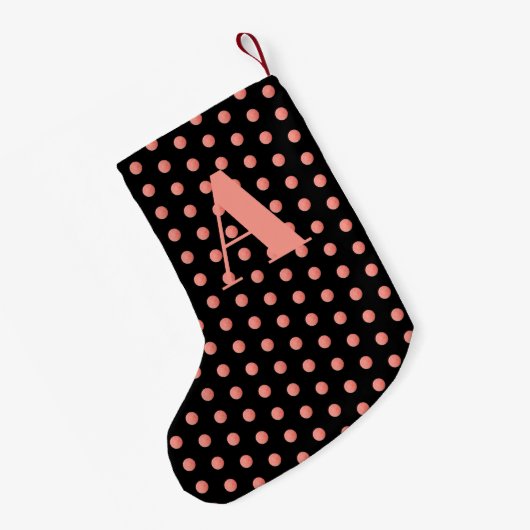 Monogram Roos Gold Waterverf zwarte pooldots Kleine Kerstsok (Achterkant (Hangend))
