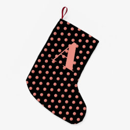 Monogram Roos Gold Waterverf zwarte pooldots Kleine Kerstsok