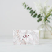 Monogram Roos Gold White marble Modern Sjabloon Visitekaartje (Staand voorkant)