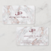 Monogram Roos Gold White marble Modern Sjabloon Visitekaartje (Voorkant / Achterkant)