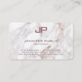 Monogram Roos Gold White marble Modern Sjabloon Visitekaartje (Achterkant)