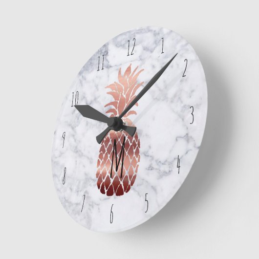 monogram roos goud anananas ronde klok (Hoek)