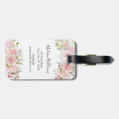 Monogram Roos Goud Blush Roze Waterverf Bloemen Bagagelabel (Achterkant horizontaal)