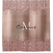 Monogram Roos Goud Dbl Daling Glitter Metallic Douchegordijn (Voorkant)