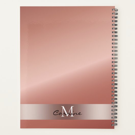 Monogram Roos Goud Dripping Glitter Metallic Dagel Planner (Achterkant)