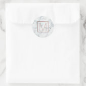 monogram roos goud en witte marmer ronde sticker (Tas)
