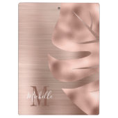 Monogram Roos Goud geborsteld metaal Palm Leaf Klembord (Achterkant)
