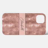 Monogram Roos Goud Glitter Glitter Gray Pink Trend Case-Mate iPhone Case (Achterkant (horizontaal))