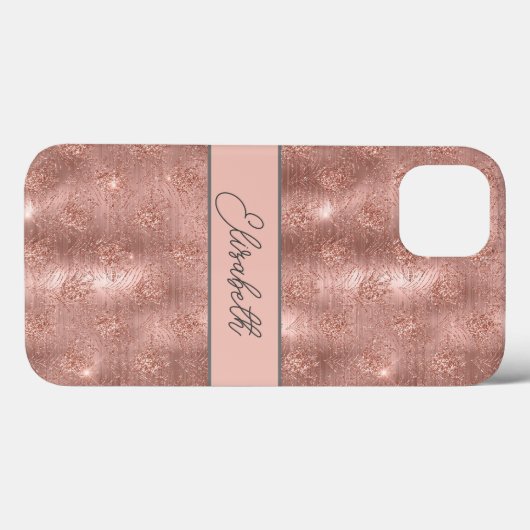 Monogram Roos Goud Glitter Glitter Gray Pink Trend Case-Mate iPhone Case (Achterkant (horizontaal))