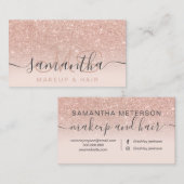 Monogram roos goud glitter ombre blush make-up hai visitekaartje (Voorkant / Achterkant)