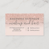 Monogram roos goud glitter ombre blush make-up hai visitekaartje (Achterkant)