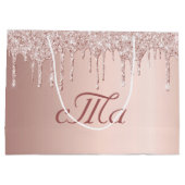 Monogram roos goud glitter roze luxueuze bruiloft groot cadeauzakje (Achterkant)