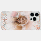 Monogram Roos Goud Marmer & Foto Case-Mate iPhone Case (Achterkant (horizontaal))