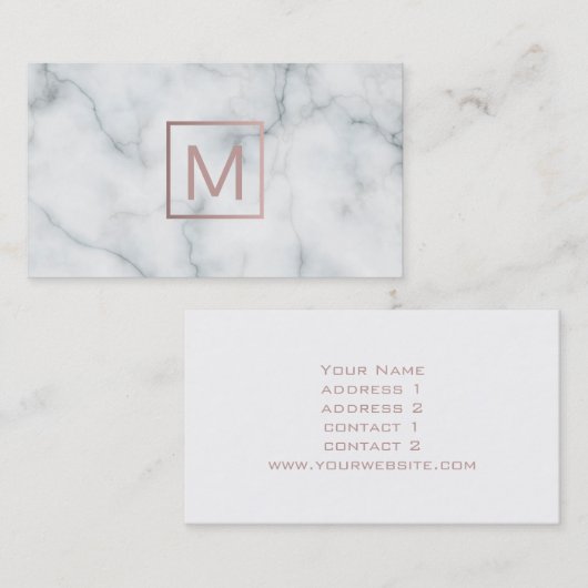Monogram roos goud op marmeren ontwerp visitekaartje (Voorkant / Achterkant)