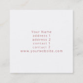 Monogram roos goud op wit marmer vierkante visitekaartje (Achterkant)