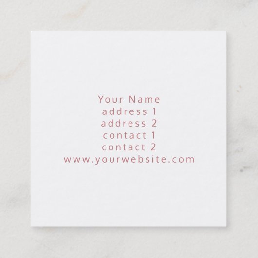 Monogram roos goud op wit marmer vierkante visitekaartje (Achterkant)