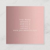 Monogram roos goud op zwart en wit marmer vierkante visitekaartje (Achterkant)