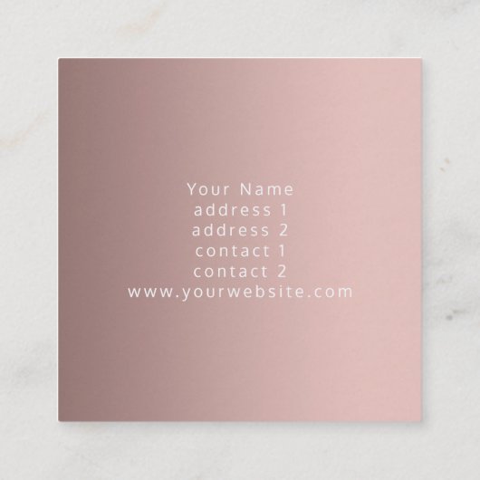 Monogram roos goud op zwart en wit marmer vierkante visitekaartje (Achterkant)