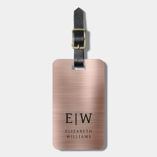 Monogram Roos Goud Roze Geborsteld Metallic Elegan Bagagelabel (Voorkant verticaal)