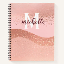 Monogram roos goud roze glitter notitieboek