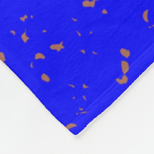 Monogram Roos Goud Roze Rozen op Blauw | Fleece Deken (Hoek)