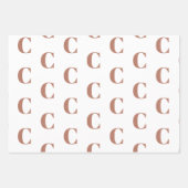 Monogram roos goud wit aangepast Initiaal patroon Inpakpapier Vel (Voorkant 3)