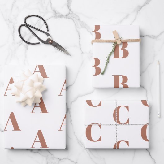 Monogram roos goud wit aangepast Initiaal patroon Inpakpapier Vel (Voorkant)