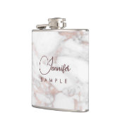 Monogram Roos Goud Wit Marmer Sjabloon Best Heupfles (Links)