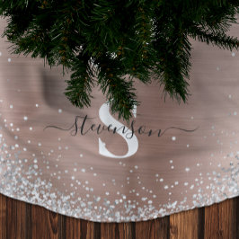 Monogram Roos Goud Zilver Glitter Glam Geborsteld Kerstboom Rok
