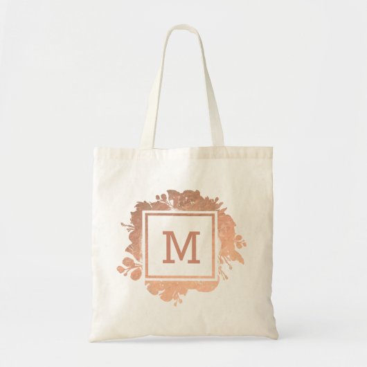 Monogram roos gouden bloemenkrans tote bag (Voorkant)