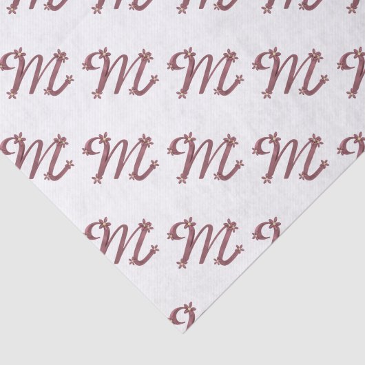 Monogram Roos Gouden Brief M Weefseldocument Tissuepapier (Detail)