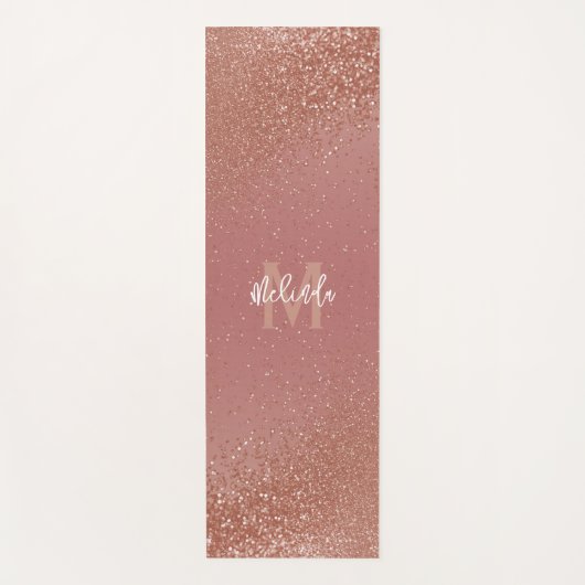  Monogram Roos Gouden Faux Glitter Yogamat (Voorkant)