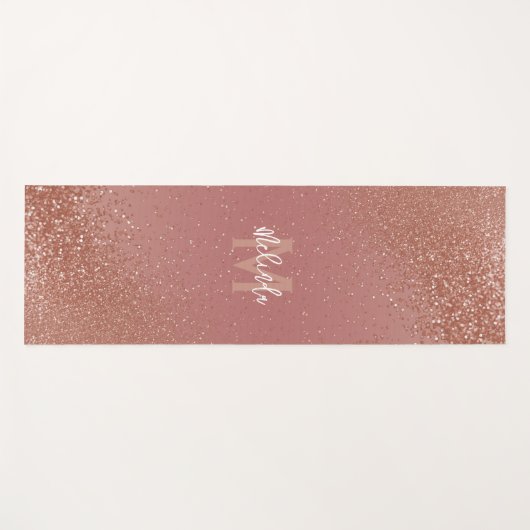  Monogram Roos Gouden Faux Glitter Yogamat (Voorkant (horizontaal))