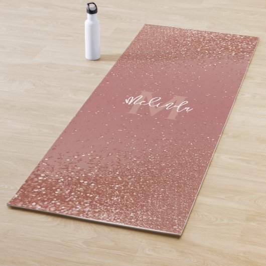 Monogram Roos Gouden Faux Glitter Yogamat (In situ)