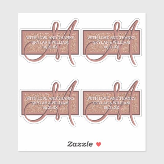 Monogram Roos gouden glitter dank u voor adres Sticker (Vel)