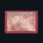 Monogram Roos Gouden Glitter Gepersonaliseerd Drievoud Portemonnee<br><div class="desc">Dit ontwerp kan op het gebied worden gepersonaliseerd dat door de foto en/of tekst te veranderen wordt verstrekt. Of het kan worden aangepast door de klik te kiezen om verdere optie aan te passen en de kleur van de achtergrond te schrappen of te veranderen, tekst toe te voegen, de tekstkleur...</div>