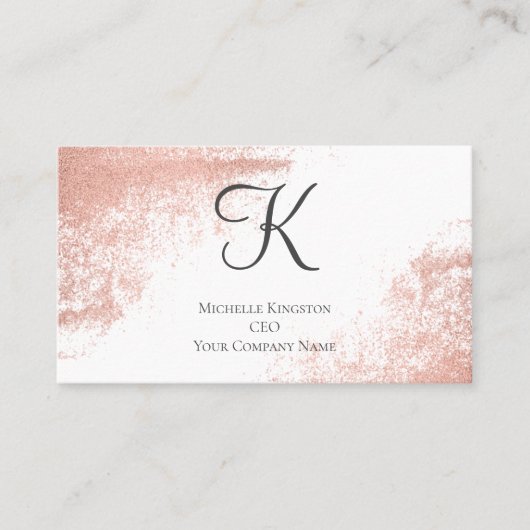Monogram Roos Gouden Glitter Glam Trendy Vrouwen Visitekaartje (Voorkant)