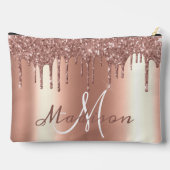 Monogram Roos Gouden Glitter Look Drips Girly Etui (Achterkant)
